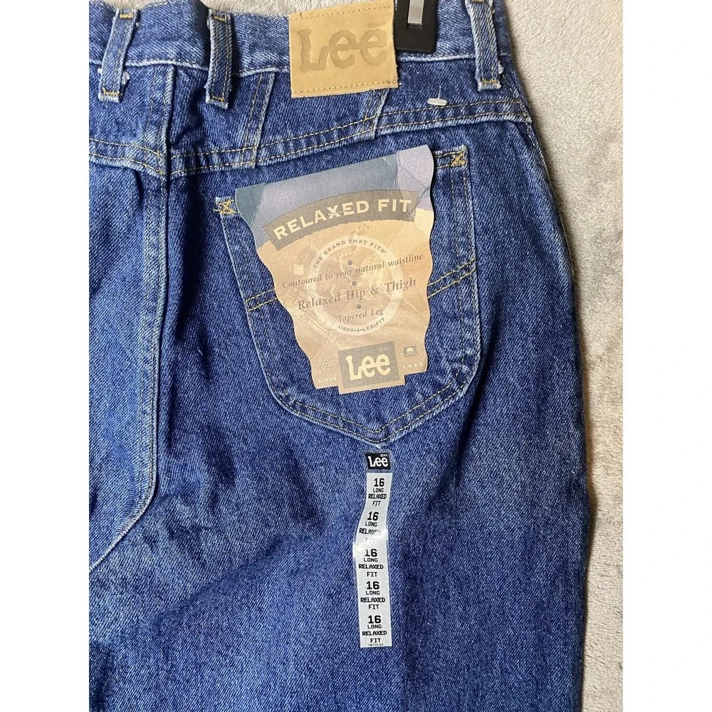 Lee Women's 16 Long Relaxed Fit Blue Denim Jeans
